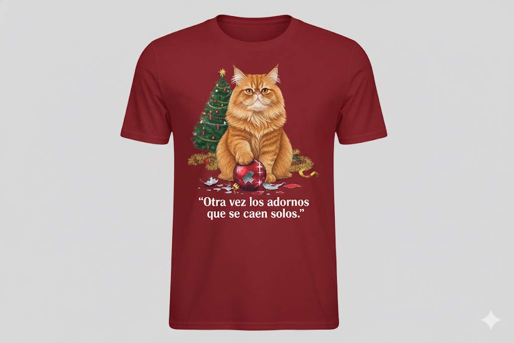 Polera de gato navideño